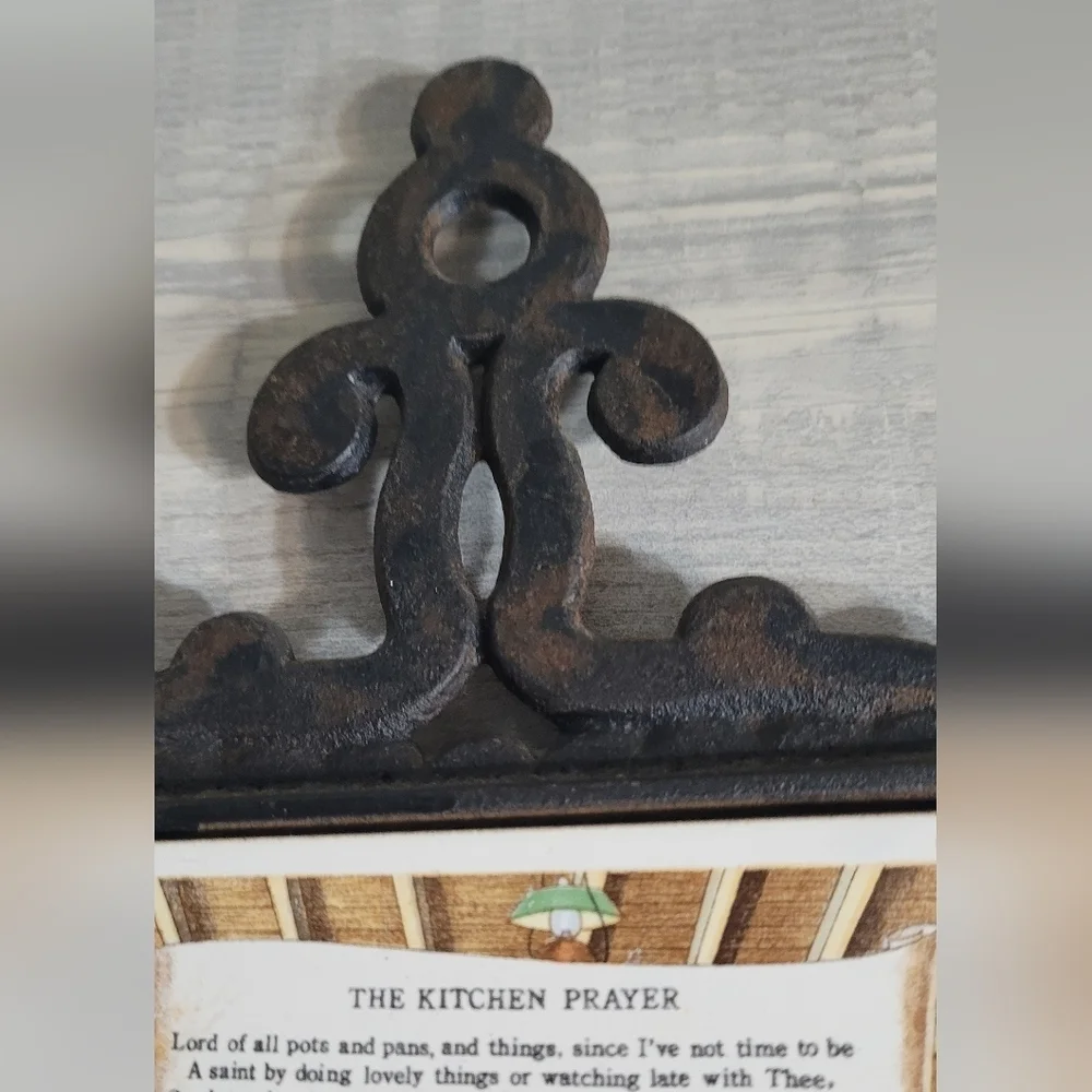 Enesco Trivet Mid Century Cast Iron & Tile Japan The Kitchen Prayer Vintage - Picture 2 of 7